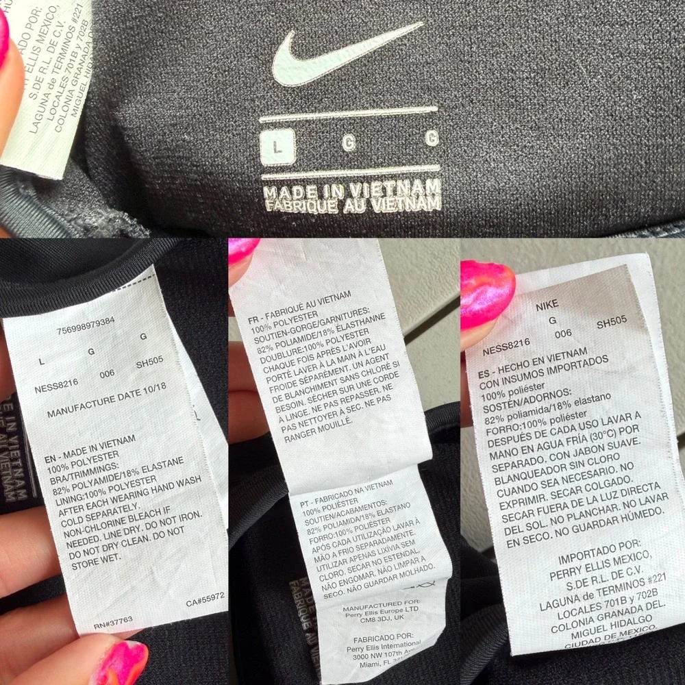 Nike Women L Grey Black Heather Stripe Layered Sport T-Back Tankini Top NESS8216